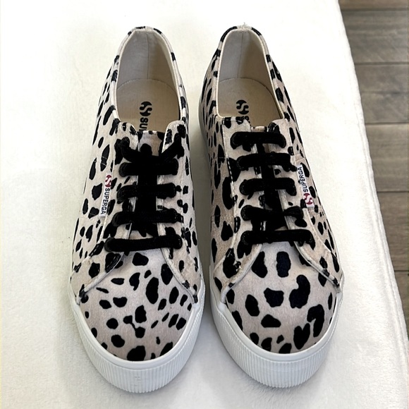 ~90s vibe~ Superga Leopard Animal Print Velvet Velour Platform Sneakers 38 - Picture 2 of 11